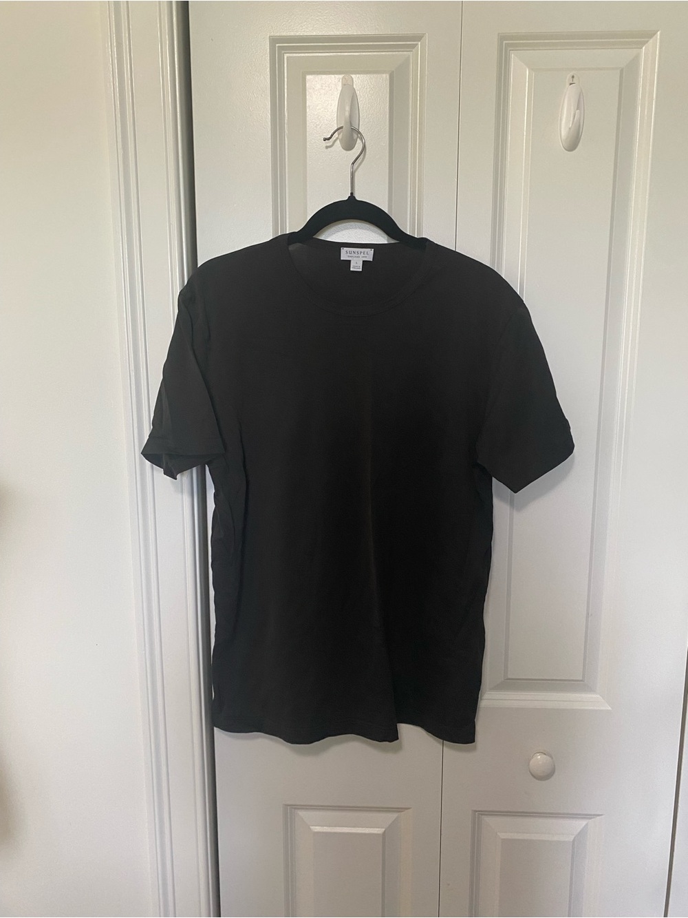 Sunspel Black Crew Neck Short Sleeve Tee